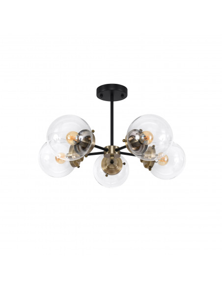 CANDELLUX Lens lampa sufitowa czarny+patynowy 5x40w e14 klosz bezbarwny 35-01306