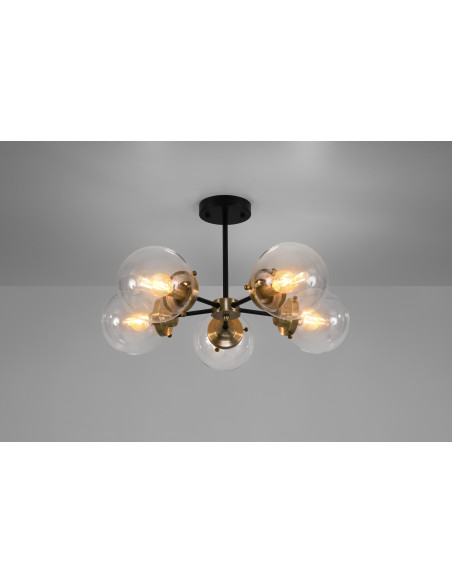 CANDELLUX Lens lampa sufitowa czarny+patynowy 5x40w e14 klosz bezbarwny 35-01306