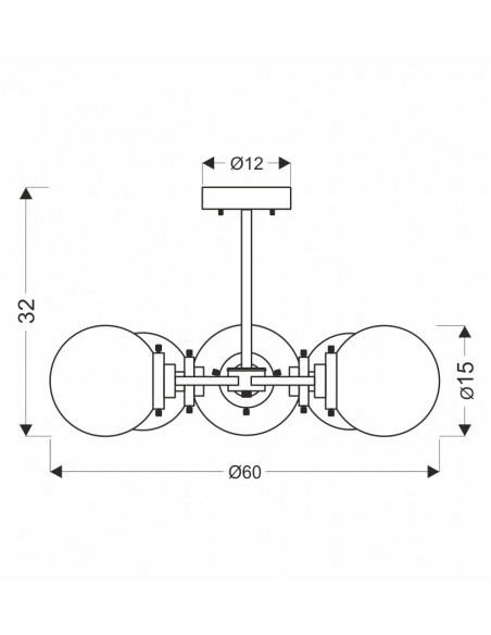 CANDELLUX Lens lampa sufitowa czarny+patynowy 5x40w e14 klosz bezbarwny 35-01306