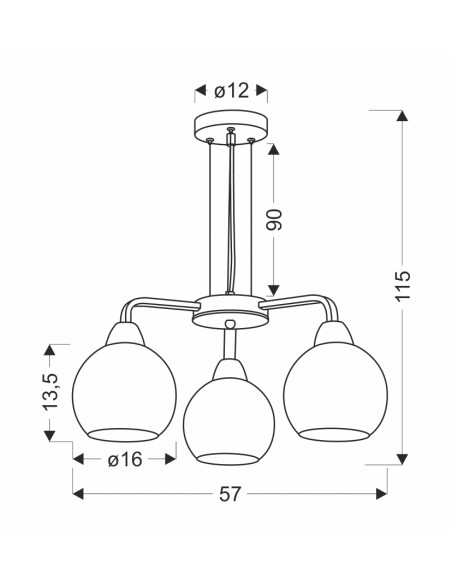 CANDELLUX Caldera lampa wisząca czarny 3x60w e27 klosz biały 33-16232