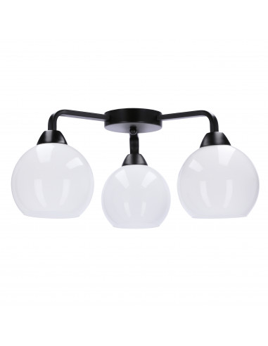 CANDELLUX Caldera lampa sufitowa ampla czarny 3x60w e27 klosz biały 33-17093