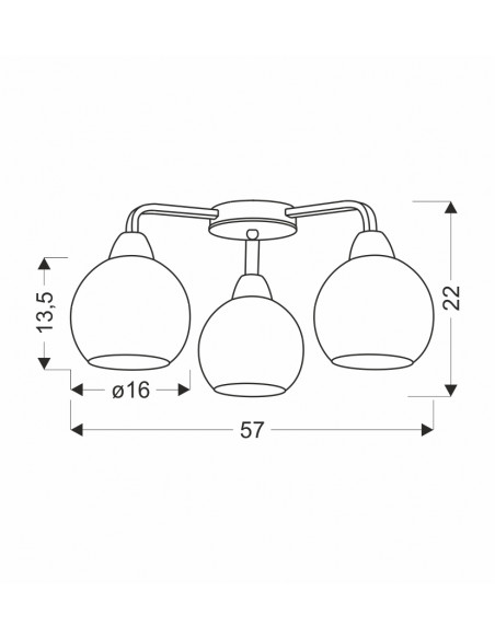 CANDELLUX Caldera lampa sufitowa ampla czarny 3x60w e27 klosz biały 33-17093