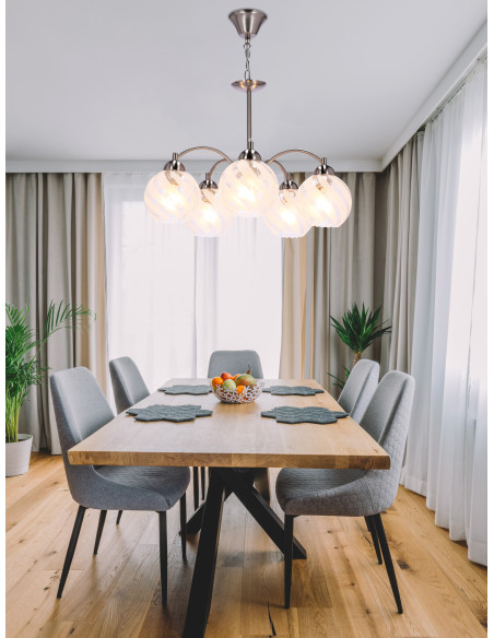 CANDELLUX Baida lampa wisząca satynowy 5x60w e27 klosz matowo transparentny 35-17123