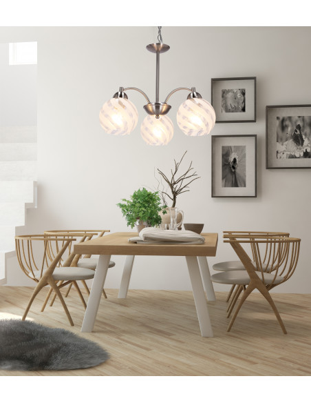 CANDELLUX Baida lampa wisząca satynowy 3x60w e27 klosz matowo transparentny 33-16409