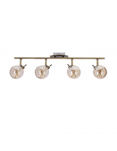CANDELLUX Lentini lampa sufitowa listwa patynowy 4x40w g9 klosz bursztynowy 94-16362