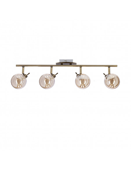 CANDELLUX Lentini lampa sufitowa listwa patynowy 4x40w g9 klosz bursztynowy 94-16362