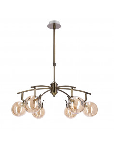 CANDELLUX Lentini lampa wisząca patynowy 6x40w g9 klosz bursztynowy 36-16386