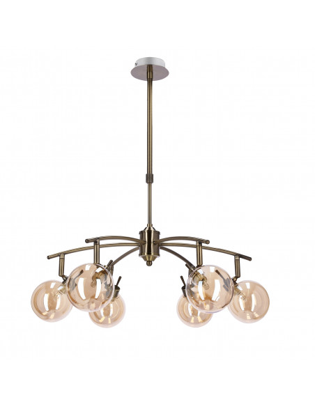 CANDELLUX Lentini lampa wisząca patynowy 6x40w g9 klosz bursztynowy 36-16386