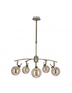 CANDELLUX Lentini lampa wisząca patynowy 5x40w g9 klosz bursztynowy 35-16331