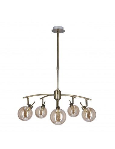 CANDELLUX Lentini lampa wisząca patynowy 5x40w g9 klosz bursztynowy 35-16331