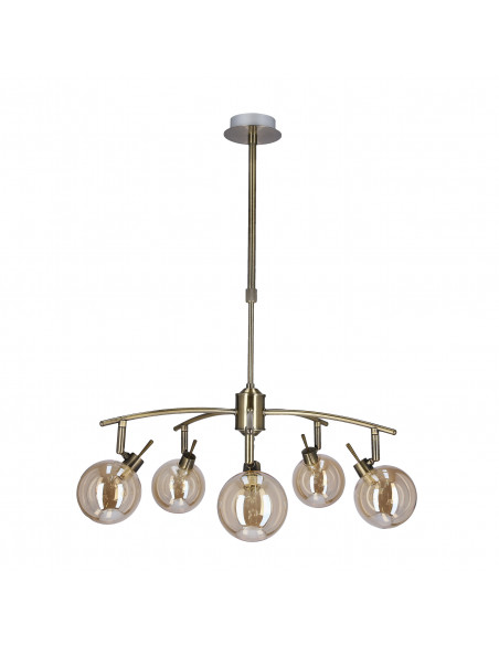 CANDELLUX Lentini lampa wisząca patynowy 5x40w g9 klosz bursztynowy 35-16331