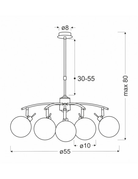 CANDELLUX Lentini lampa wisząca patynowy 5x40w g9 klosz bursztynowy 35-16331