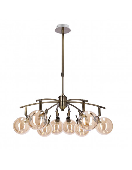 CANDELLUX Lentini lampa wisząca patynowy 8x40w g9 klosz bursztynowy 38-16393