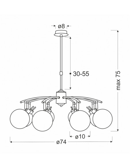 CANDELLUX Lentini lampa wisząca patynowy 8x40w g9 klosz bursztynowy 38-16393
