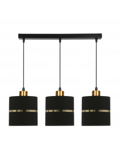 CANDELLUX Assam lampa wisząca czarny+złoty 3x60w e27 abażur czarny+złoty pasek 33-17451