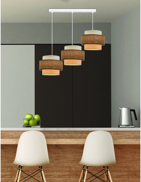 CANDELLUX Juta lampa wisząca biały 3x40w e27 abażur biały+beżowy 33-18052