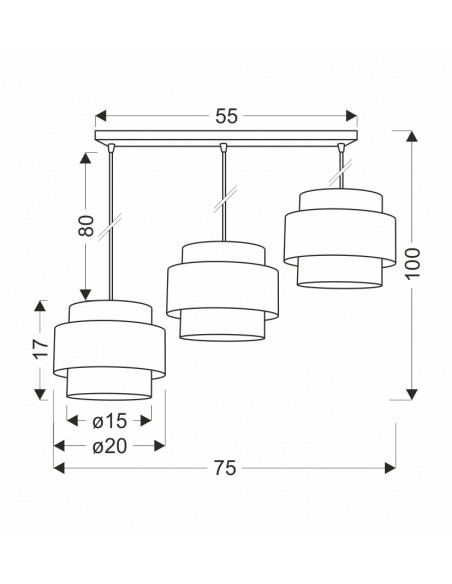 CANDELLUX Prestige lampa wisząca czarny 3x40w e27 abażur czarny+złoty 33-17932