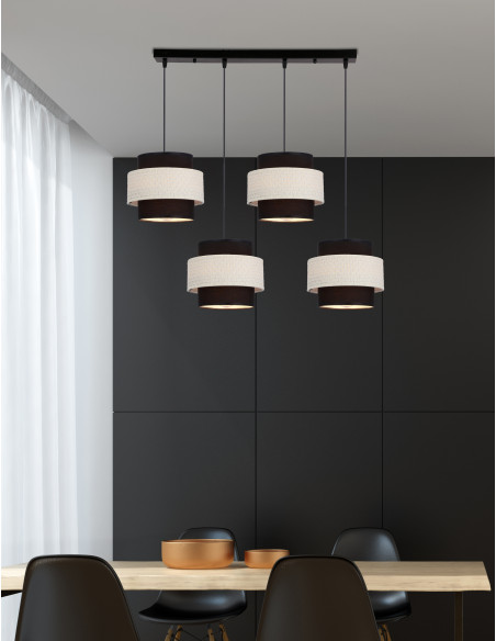 CANDELLUX Benta lampa wisząca czarny 4x40w e27 abażur czarny+kremowy 34-17840