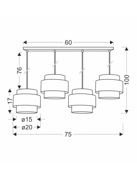 CANDELLUX Benta lampa wisząca czarny 4x40w e27 abażur czarny+kremowy 34-17840