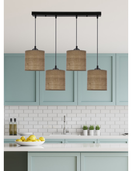 CANDELLUX LEGNO LAMPA WISZĄCA CZARNY 15 4X40W E27 ABAŻUR ORZECHOWY 34-18366