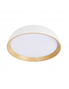CANDELLUX CALABRIA LAMPA SUFITOWA PLAFON BIAŁO DREWNIANY 24W LED 40X32 CM KLOSZ BIAŁY 14-24138