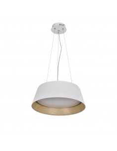 CANDELLUX UMBRIA LAMPA WISZĄCA BIAŁO DREWNIANA 1X24W LED KLOSZ BIAŁY 31-24176