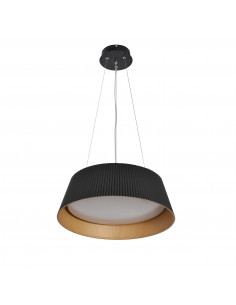 CANDELLUX UMBRIA LAMPA WISZĄCA CZARNO DREWNIANA 1X24W LED KLOSZ BIAŁY 31-24183