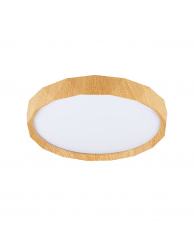 CANDELLUX CADIX LAMPA SUFITOWA PLAFON BIAŁY+DREWNIANY 24W LED 38,5 CM KLOSZ BIAŁY 13-17666