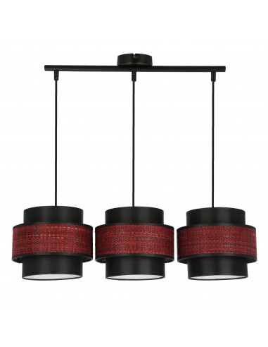 CANDELLUX TOSCANA LAMPA WISZĄCA CZARNY 3X60W E27 ABAŻUR BORDOWY+CZARNY 33-23988