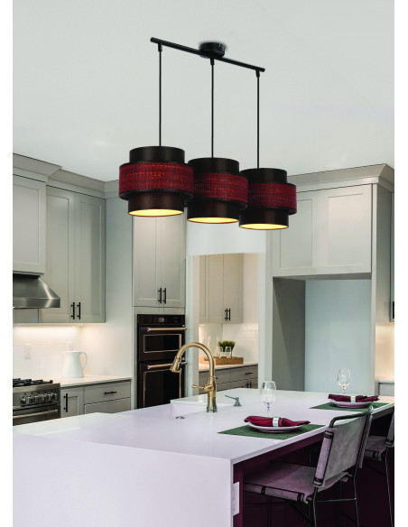 CANDELLUX TOSCANA LAMPA WISZĄCA CZARNY 3X60W E27 ABAŻUR BORDOWY+CZARNY 33-23988