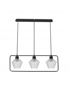 CANDELLUX NIKO LAMPA WISZĄCA CZARNY 3X40W E27 KLOSZ BEZBARWNY KARBOWANY 33-26866