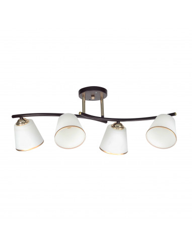 CANDELLUX GRECO LAMPA SUFITOWA CZARNY+ZŁOTY 4X40 E27 KLOSZ BIAŁY 34-22646