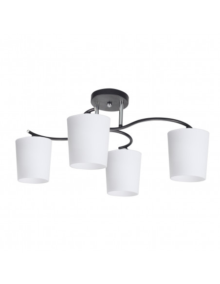 CANDELLUX ESNYR LAMPA SUFITOWA CHROMOWY+CZARNY 4X40 E27 KLOSZ BIAŁY 34-22677