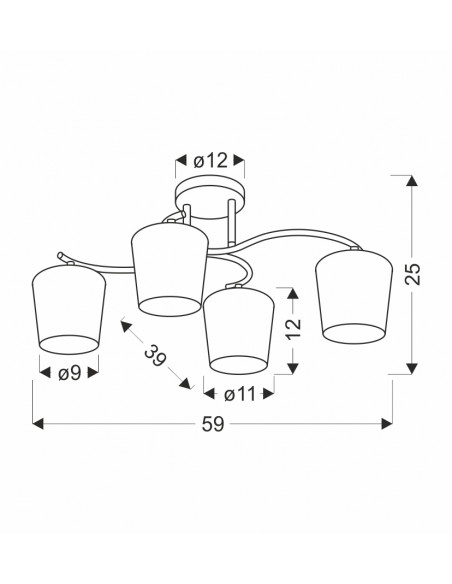 CANDELLUX ESNYR LAMPA SUFITOWA CHROMOWY+CZARNY 4X40 E27 KLOSZ BIAŁY 34-22677