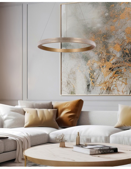 CANDELLUX Hashim lampa wisząca 60cm złoty 34W LED kryształki bezbarwne 31-28440