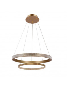 CANDELLUX Hashim lampa wisząca 60+40cm złoty 22W+34W LED kryształki bezbarwne 32-28433