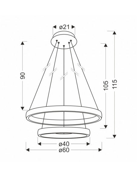 CANDELLUX Hashim lampa wisząca 60+40cm złoty 22W+34W LED kryształki bezbarwne 32-28433