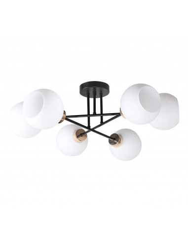 CANDELLUX AMANDA LAMPA SUFITOWA CZARNY+ZŁOTY 6X40 E27 KLOSZ BIAŁY 36-21083