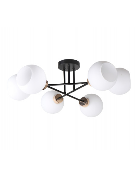 CANDELLUX AMANDA LAMPA SUFITOWA CZARNY+ZŁOTY 6X40 E27 KLOSZ BIAŁY 36-21083