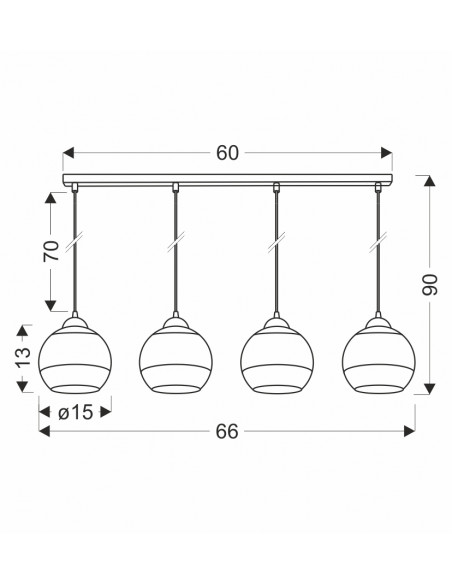 CANDELLUX CONTESSA LAMPA WISZĄCA CZARNY 4X40 E27 KLOSZ ZŁOTY 34-21274
