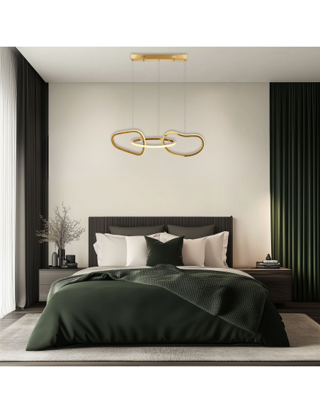 CANDELLUX ANNELI lampa wisząca francuskie złoto 30W LED 3000K maskownica biała 33-35639