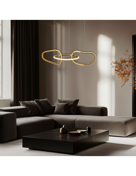 CANDELLUX ANNELI lampa wisząca francuskie złoto 30W LED 3000K maskownica biała 33-35639