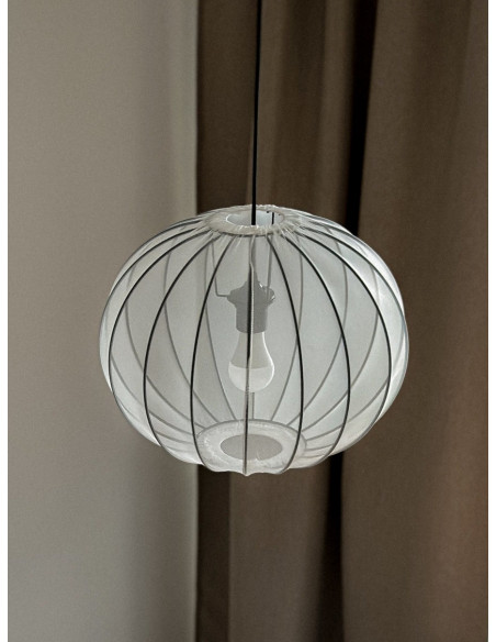 CANDELLUX MELLOW lampa wisząca czarny 1x40W E27 abażur mist 52 biały kula 31-41951