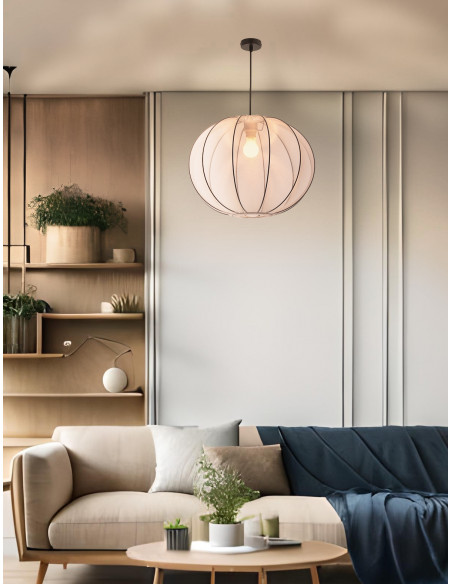 CANDELLUX MELLOW lampa wisząca czarny 1x40W E27 abażur mist 52 biały kula 31-41951