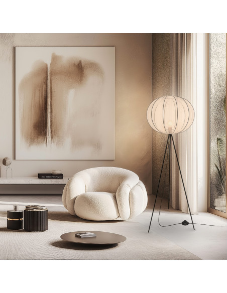 CANDELLUX MELLOW lampa pod³ogowa czarny 1x40W E27 aba¿ur mist 52 bia³y kula 51-40879