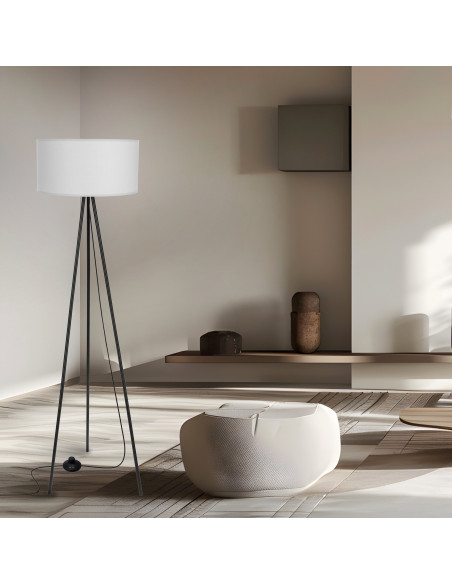 CANDELLUX SHANTI lampa pod³ogowa czarny 1x40W E27 aba¿ur szary 51-38722