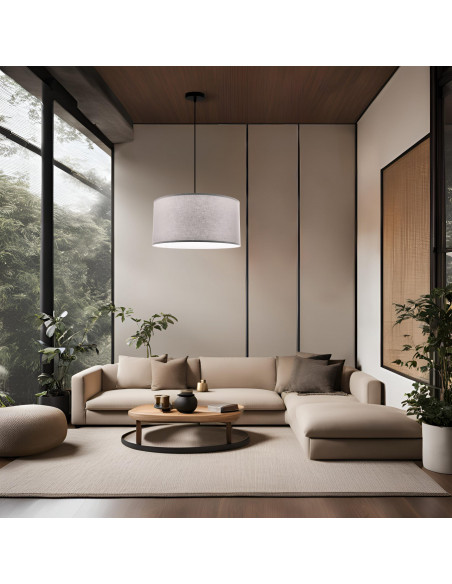 CANDELLUX SHANTI lampa wisz¹ca czarny 1x40W E27 aba¿ur szary 31-38678