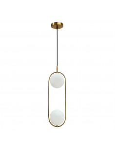 CANDELLUX Cordel lampa wisząca złoty szczotkowany 2x28W G9 klosz biały 32-26279