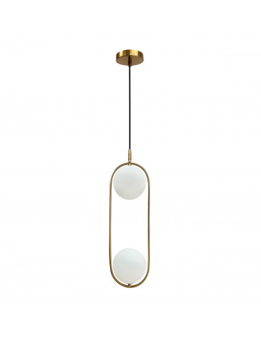 CANDELLUX Cordel lampa wisząca złoty szczotkowany 2x28W G9 klosz biały 32-26279
