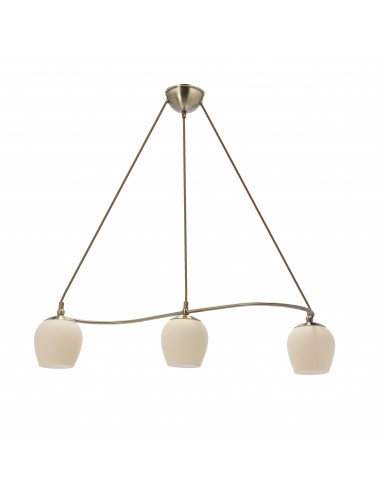 CANDELLUX Serano lampa wisząca patynowy 3x60W E27 klosz kremowy 33-11060